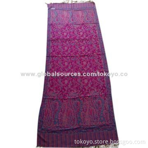 Polyester jacquard scarf with placement paisley pattern, 180*70+8cm, blackberry